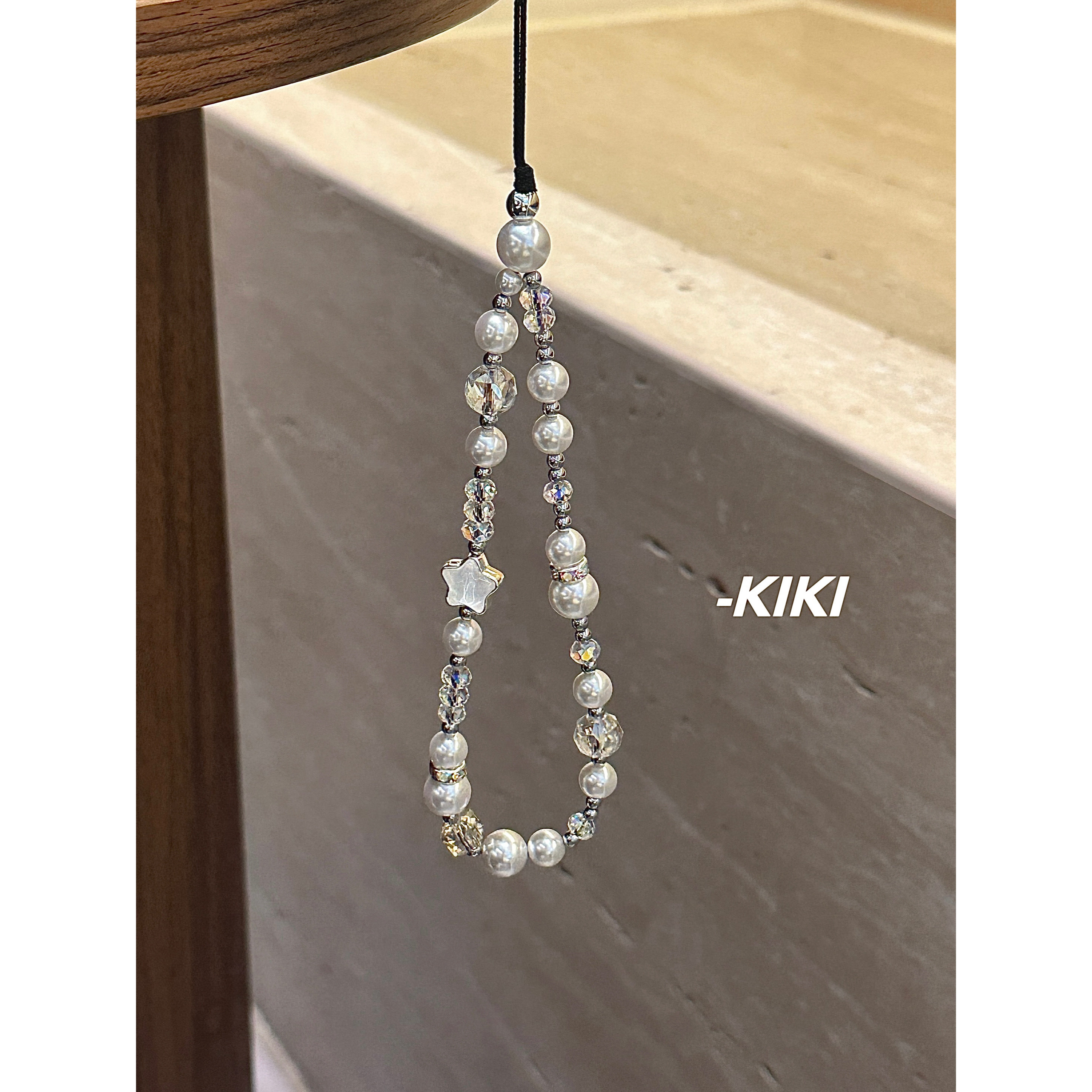 【KIKI】Original Pearl Rhinestone Phone Chain, INS Textured Beaded Pendant, Rope, Camera Chain, CCD Case Pendant