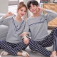 Mùa thu cặp đôi quần dài tay hoạt hình cotton dễ thương nam và nữ đồ ngủ mới giản dị kích thước lớn phục vụ nhà phù hợp kiểu đồ bộ vải thun bông