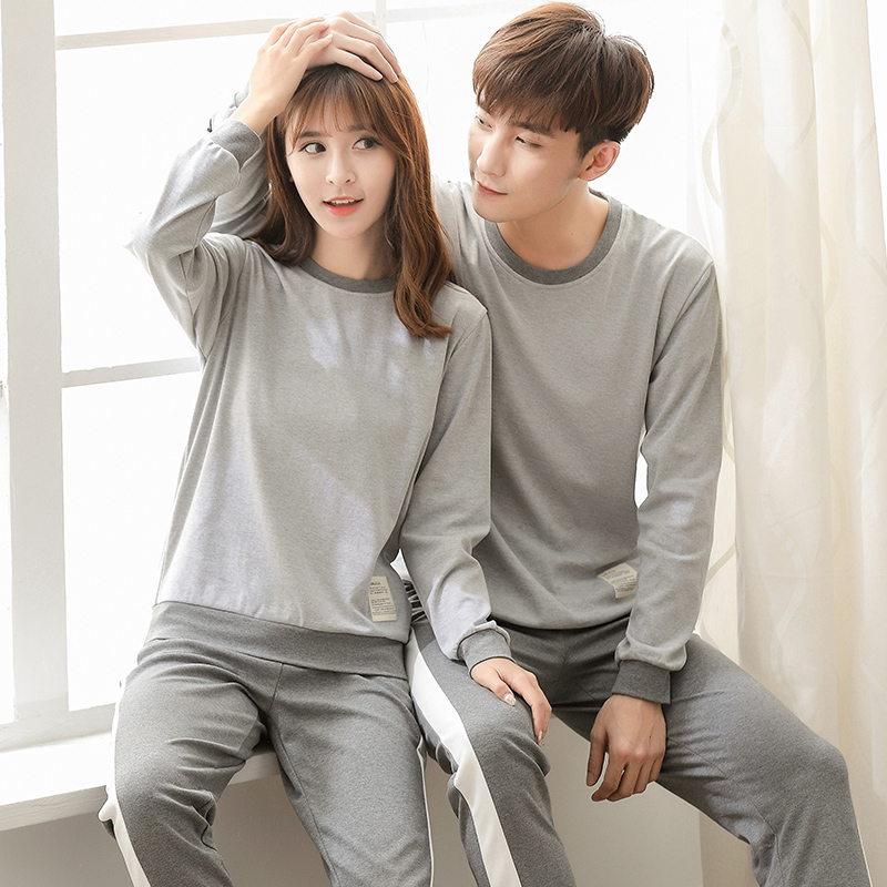 Couple pajamas men's and women's autumn long-sleeved cartoon cute cotton large cotton sweet Korean version of home wear suit