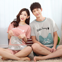 Summer Short Sleeve Lovers Sleepwear Cartoon Youth Pure Cotton mens women Lovely new home Clothing Slim Suit