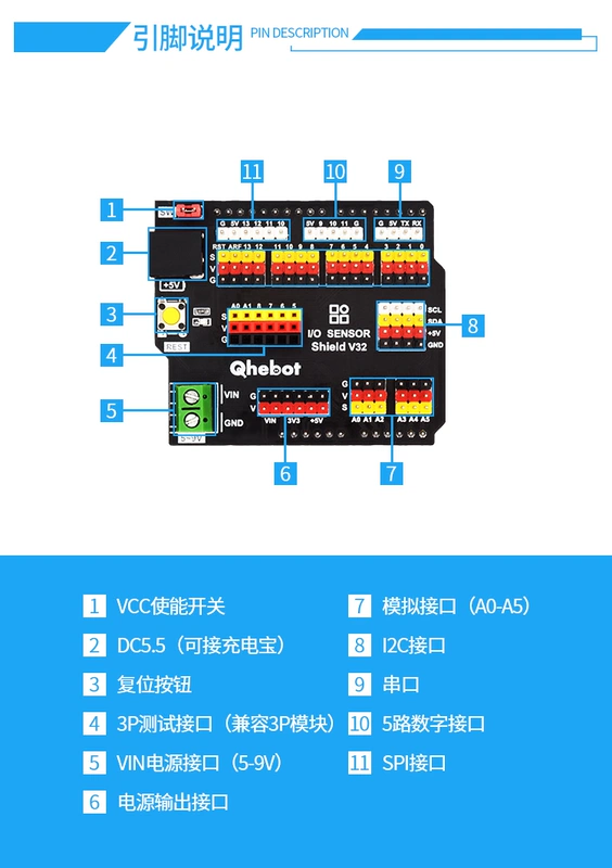 [Qhebot] Bảng mở rộng UNO R3 Bảng mở rộng tiêu đề chân IO khối xây dựng điện tử thích hợp cho Arduino UNO