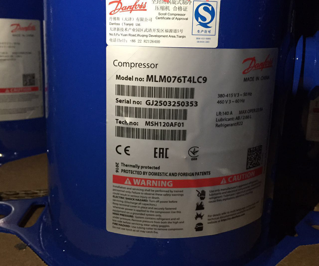 Original brand new MLM058T4LC9 MLZ076T4LC9 MLM066 MLM066 Danvers refrigeration depot chilled compressor