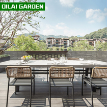 Custom outdoor sofa Rattan Yard solid wood Leisure Yangguang Room Terrace Teak wood Wooden Panels Room DAY COMPOSITION FURNISHINGS