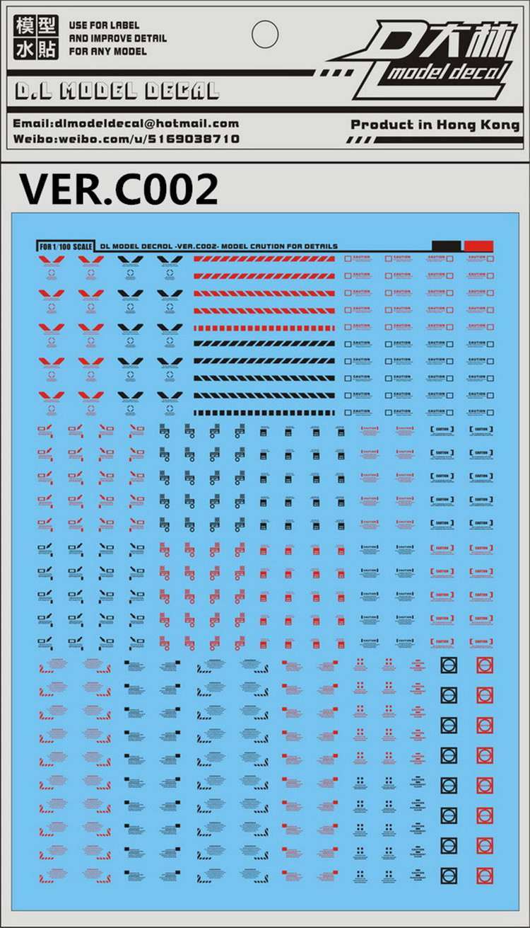 DL] Large Forest VER C002 1:100 Up To Model General Warning System Water Sticker (Black Red White Ash)