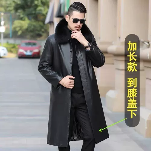 Длинная утепленная зимняя ветрозащитная куртка, длина макси, из натуральной кожи