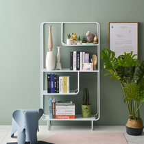Iron Van Nordic living room floor simple shelf iron art office creative art bookshelf white fillet iron frame