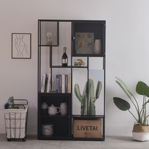 Iron Van iron art shelf simple modern bookcase living room ins Wind floor bookshelf study combination bookcase