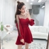 Lưới khâu dài tay dress 2018 mùa thu và mùa đông mới cao eo mỏng thời trang nữ tính khí Một từ váy nữ triều váy dài A-Line Váy