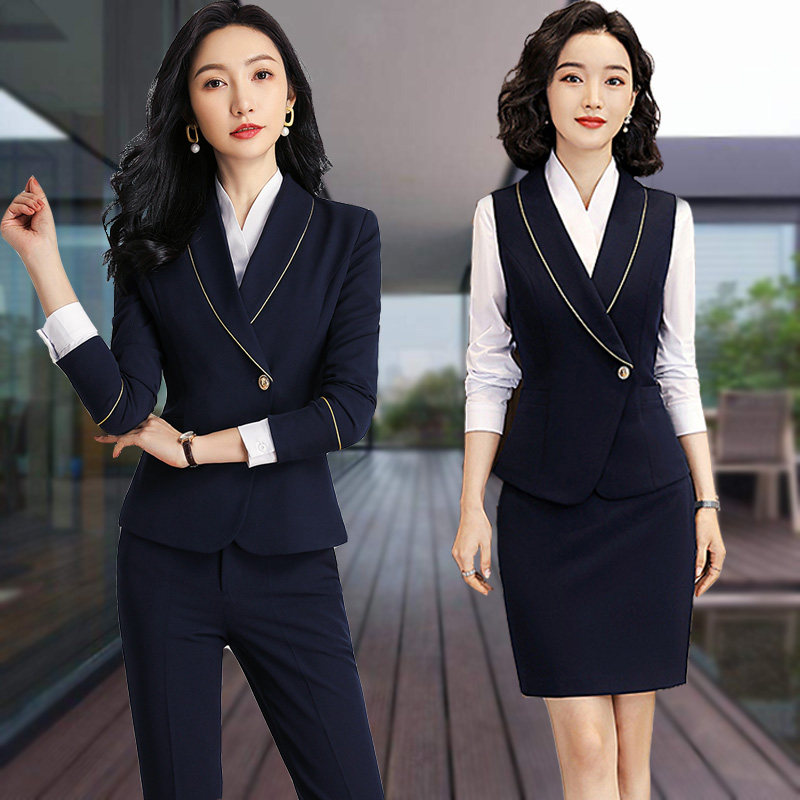 Professional suit female autumn and winter high-end sample house exhibition center formal dress temperament suit stewardess hotel fashion front desk overalls
