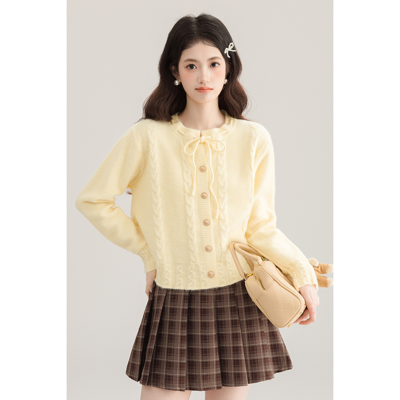Ruxu Warm and Soft Sweater for Women, New Winter Style with Bow Tie and Twist Design, Outerwear Top Ruxu Warm and Soft Sweater for Women, New Winter Style with Bow Tie and Twist Design, Outerwear Top