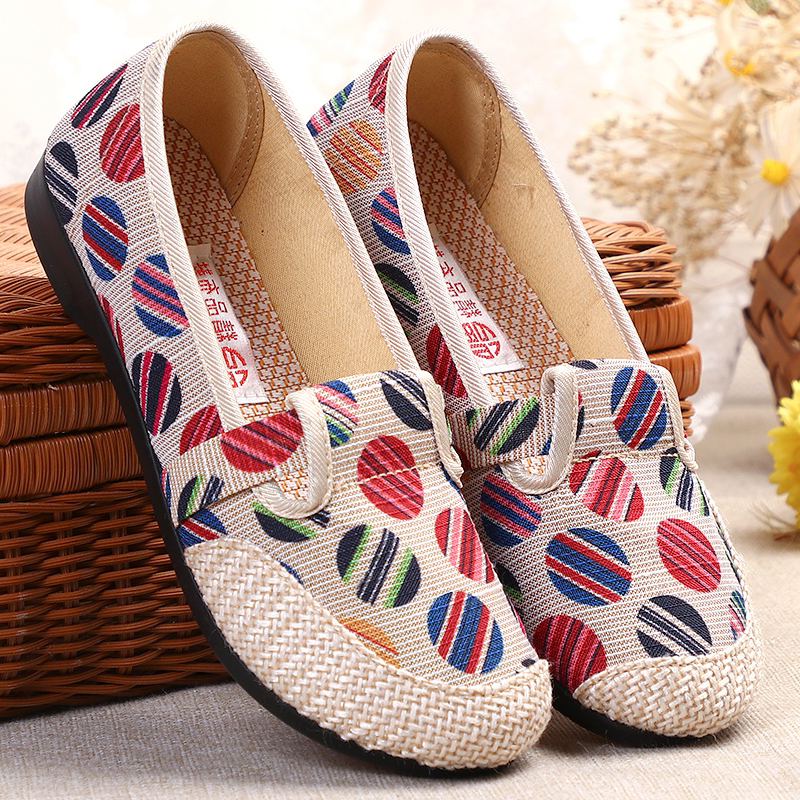 Spring and Autumn Old Beijing Shoes Leisure Mom Shoes Linen Weavor in Old Single Shoes
