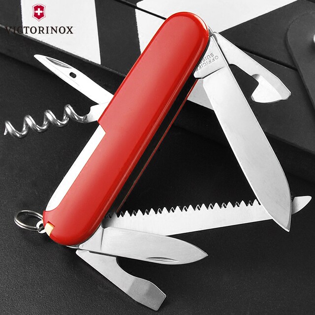 ດັ້ງເດີມ Swiss Army Knife 91mm Camper (ສີແດງ) 1.3613 Victorinox Mini Multi-function Folding Swiss Knife