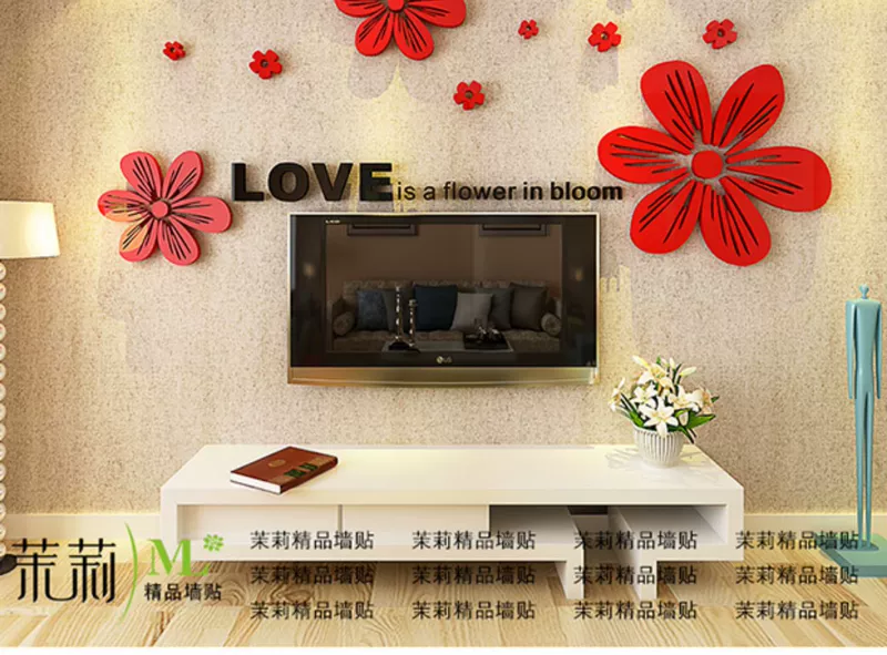 Sáng tạo hoa 3d pha lê acrylic ba chiều tường sticker bữa ăn phòng khách sofa phòng ngủ TV nền tường trang trí nhà - TV