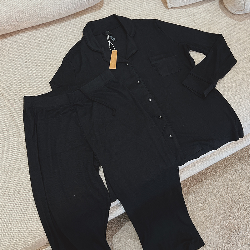 Kardashian Skims European and American High-End Modal Pajama Set Spring and Summer Women's Long-Sleeved Long Pants Loungewear