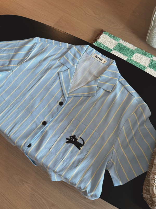 Yejia's Same Style 2025 Blue Stripesd Tencel Pajamas Couple Summer Short-Sleeved Shorts Suit Long-Sleeved Pants Home Clothes Yejia's Same Style 2025 Blue Stripesd Tencel Pajamas Couple Summer Short-Sleeved Shorts Suit Long-Sleeved Pants Home Clothes