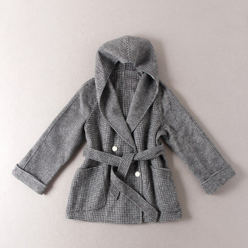 Domestic single! 78 sheep wool! women's double-sided woolen hand-sewn hooded double-breasted belt woolen coat jacket