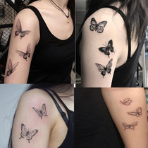 Butterfly Ins Wind Tattoo Sticker Small Fresh Dark Black Wind Girl Hearts Waterproof realistic persistent arms Color black and white