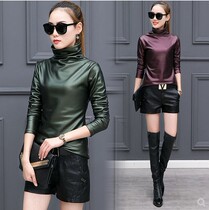 European Station T-shirt Woman 2021 Fashion autumn winter plus suede Long sleeves Bottom Shirt Eurostock Tide T high elastic leather Shirt blouse