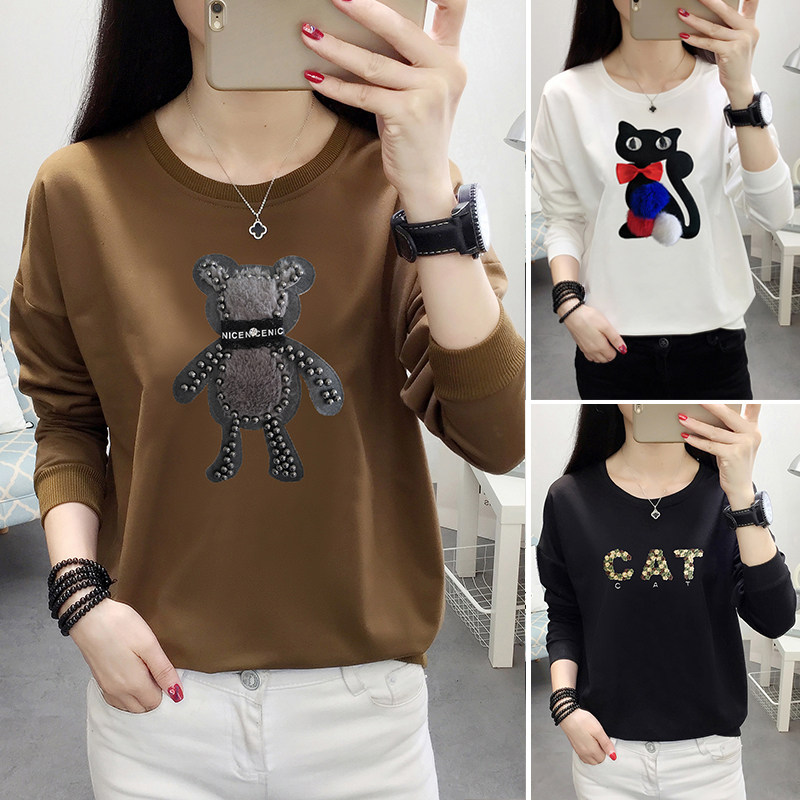 Discount store women's clothing counters withdraw cabinet clearance cut label big brand tT-shirt tops large size loose long-sleeved bottoming shirt