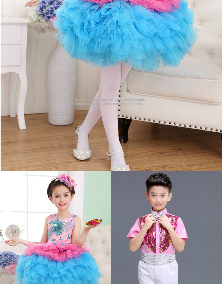 Áo dài cho trẻ em Trang phục hợp xướng Trang phục cho bé gái Nhảy múa hiện đại cho trẻ em Váy dễ thương - Trang phục váy trẻ em hàn quốc