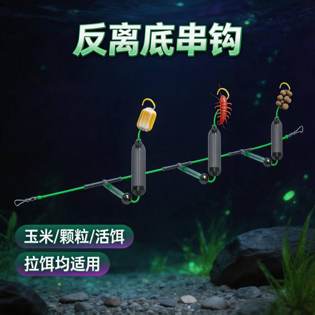 Anti-bottom string hook line finished hook European carp anti-bottom fishing free adjustment drift anti-water leakage string hook fishing group Iseni hook
