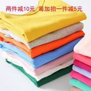 Áo thun trẻ em dài tay 2018 cho bé trai mùa thu và mùa đông đáy quần bé gái bằng vải cotton trẻ em màu sắc bó sát