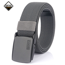 Outdoor casual belt men and women metal alloy buckle strong wear-resistant elastic elastic belt simple black versatile