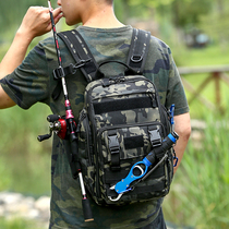 Single shoulder dual-purpose Luya bag anti-splashing fishing gear fishing bag outdoor crossbody chest bag three shoulder strap back Pole bag