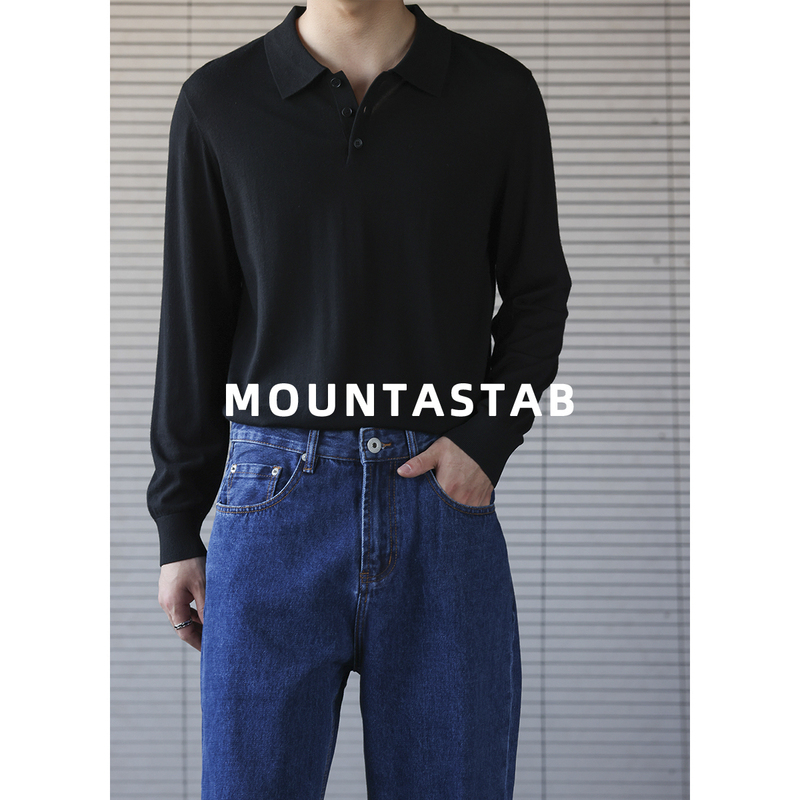 Mountastab【100% Superfine Merino Wool】Casual Basic Versatile Knitted Long-Sleeved Polo Shirt