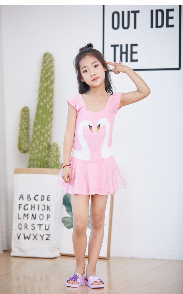 Phim hoạt hình 5-9 tuổi Cô bé thiên nga áo tắm một mảnh Đồ bơi bé gái dễ thương Bộ đồ bơi lưới - Bộ đồ bơi của Kid quần áo bơi cho bé gái