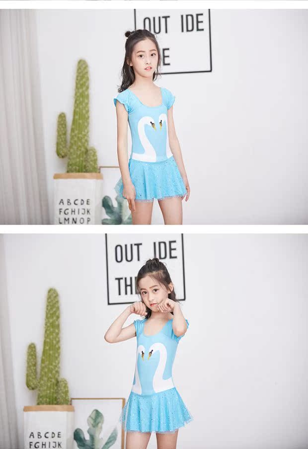 Phim hoạt hình 5-9 tuổi Cô bé thiên nga áo tắm một mảnh Đồ bơi bé gái dễ thương Bộ đồ bơi lưới - Bộ đồ bơi của Kid quần áo bơi cho bé gái
