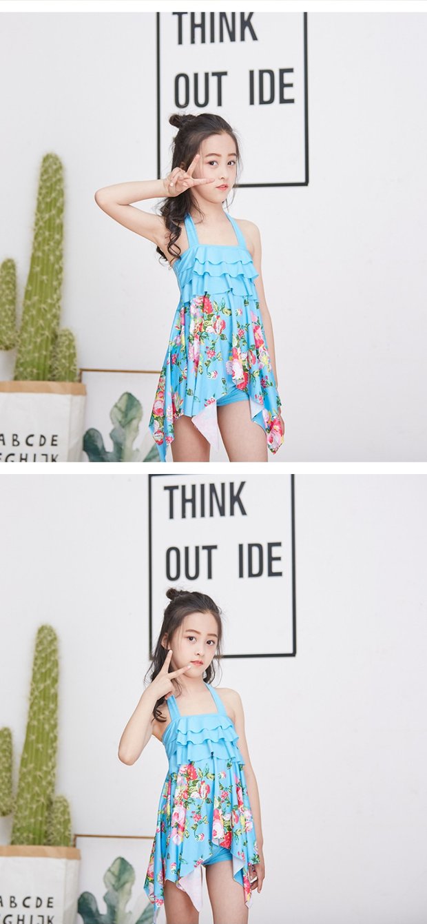 Tenchuang bán buôn 8-12 tuổi trẻ em đồ bơi hoa nữ trung trẻ em chia đồ bơi cô gái dễ thương bất thường đồ tắm cho bé