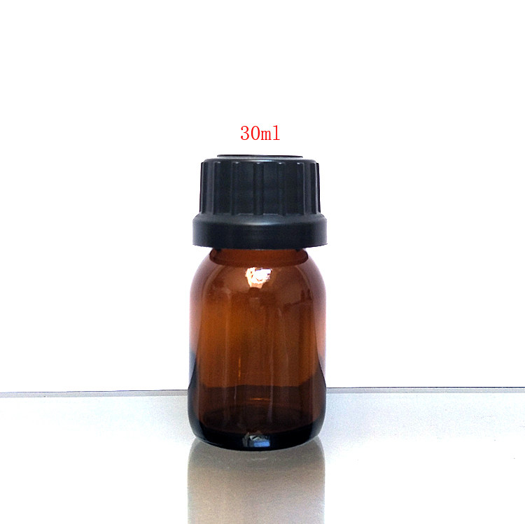 30ml screw mouth brown glass small mouth reagent bottle sample bottle tetrafluoro gasket anti-theft cap oral liquid bottle spice bottle
