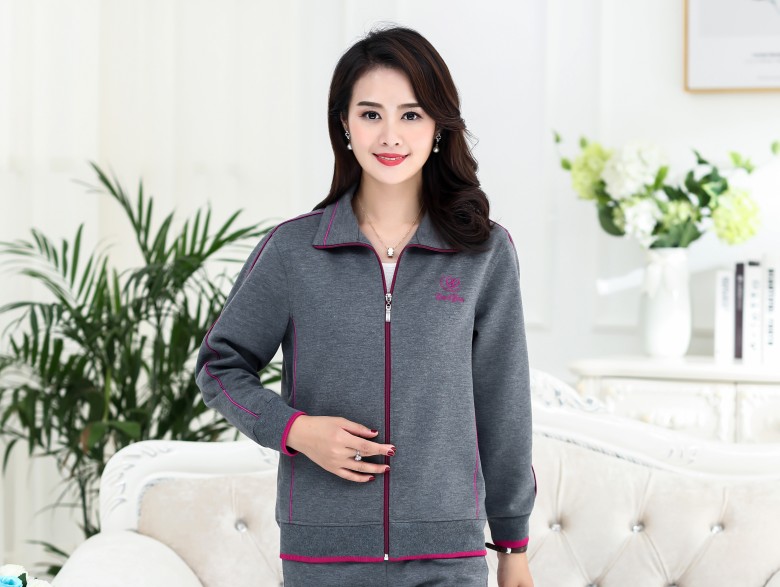 Áo khoác mỏng phần thể thao cỡ lớn áo sơ mi nữ trung niên áo khoác ngoài mùa thu và áo len mùa đông áo len nữ trung niên mùa xuân áo voan kiểu tuổi trung niên