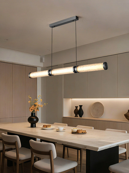 Italian Minimalist Restaurant Pendant Light, Modern Simple Designer Light Luxury Tea Room Island Bar Counter Linear Glass Strip Light Fixture