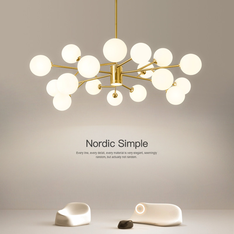 Nordic Living Room Chandeliers Modern Minimalist Style Molecular Dining Room Bedroom Creative Individuality Light Lavish Magenta Lamp