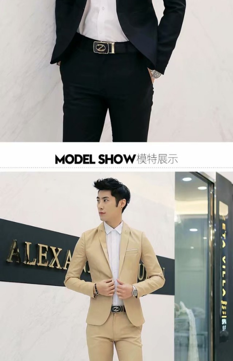 Bộ đồ nam giới trẻ trung Hàn Quốc Slim bộ đồ nhỏ hai mảnh dành cho sinh viên áo dài nam