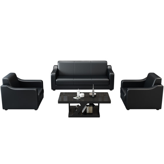 Office sofa simple business reception three-seater sofa simple modern office sofa coffee table combination