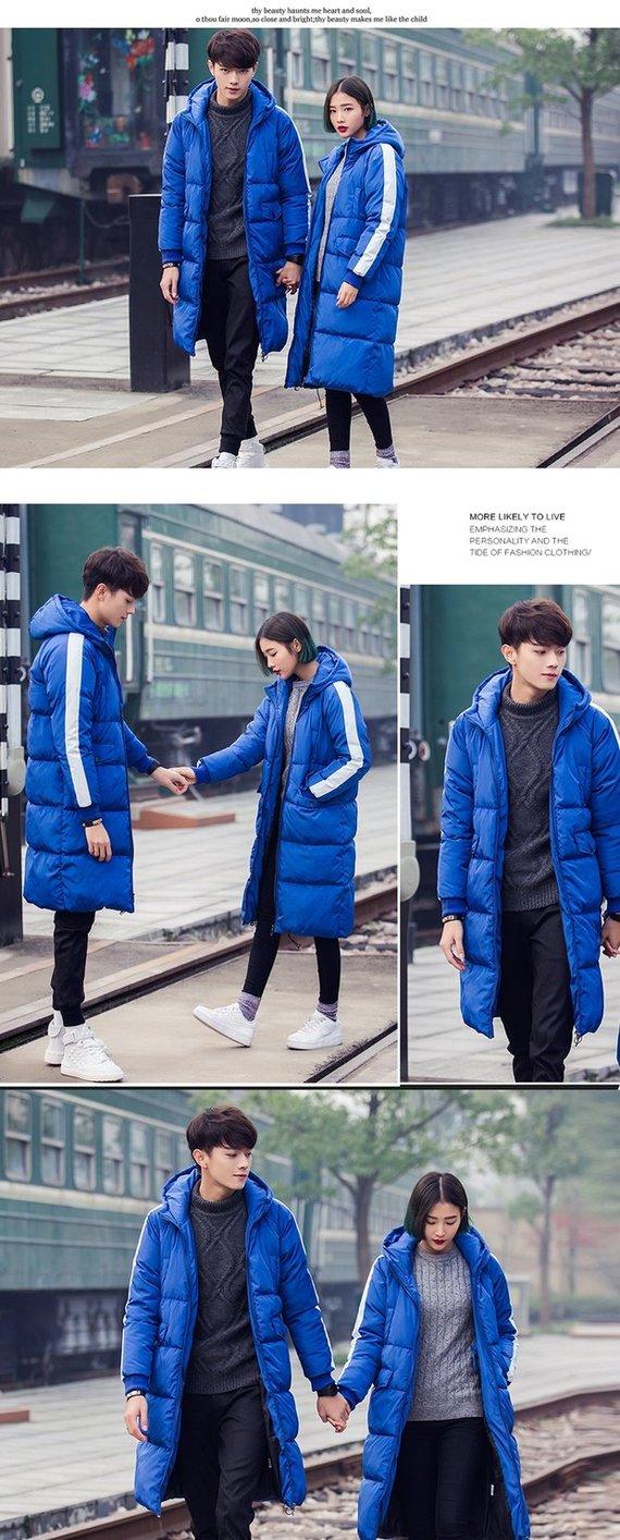 Mùa thu và mùa đông nam mới yêu thích áo khoác cotton Áo khoác dài Hàn Quốc dài qua đầu gối áo khoác cotton dày áo măng tô nữ