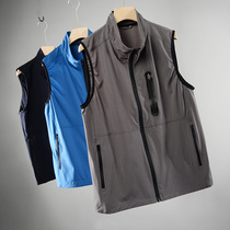 Mens outdoor vest summer thin foreign trade stand collar zipper quick-drying breathable sports mountaineering hiking Waistcoat Vest