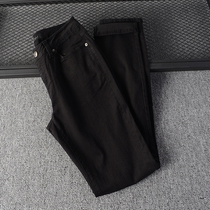 Korean orders foreign trade black jeans mens cotton denim Korean version of slim youth handsome small straight leg trousers