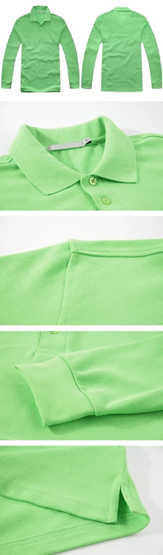 2018 mùa thu mới cho nam áo thun cotton dài tay cotton cotton dài tay POLO ve áo dài tay màu rắn