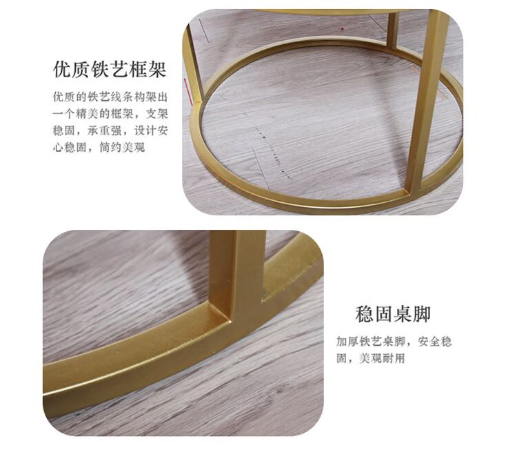 Bắc Âu tròn sắt rèn nhỏ bàn cà phê kết hợp đơn giản phòng khách hiện đại sáng tạo căn hộ duy nhất căn hộ bàn nhỏ - Bàn trà bộ bàn ghế gỗ phòng khách