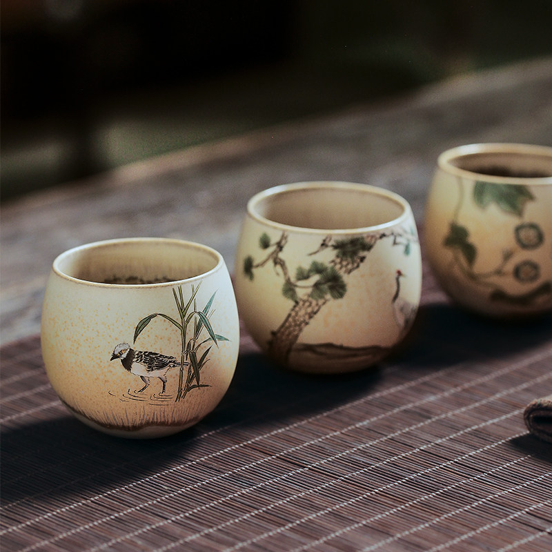 Fanyue Jingdezhen full hand-painted Goose Yellow Kiln small teacup Cup kung fu tea set master tea warm hand Cup