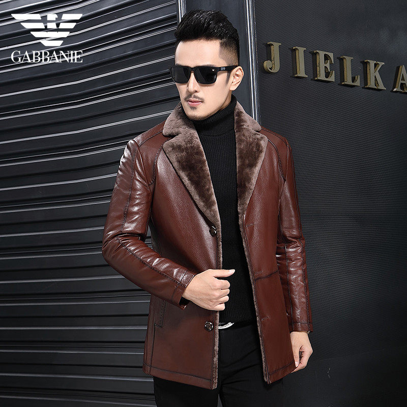 2022 Winter Haining Fur One Men's Suit Winter Sheep Leather Costume in Winter Sheep Fur