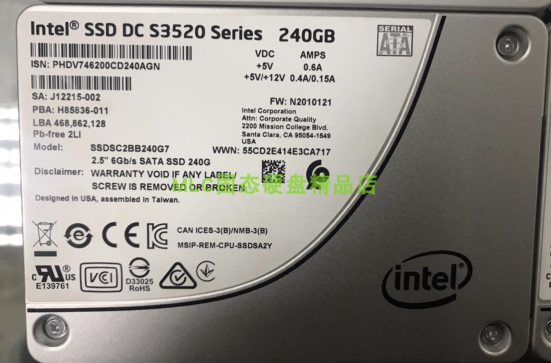 Intel IntelS3520 150G 240G 480G 800G 960G SSD MLC