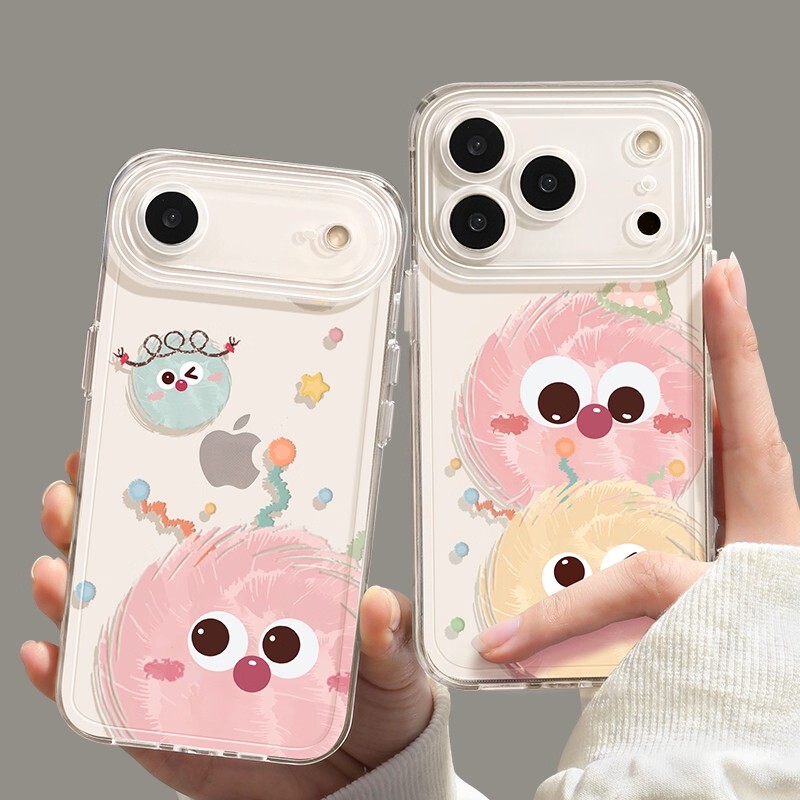 Rhry I'M so Amazed & Suitable for Apple 17 Pro Max Phone Case Naughty Coal Ball iPhone 15 Creative Cartoon 16 Anti-Drop 13/14 Silicone Transparent Soft Case High-End Feel Women's Full Coverage New Model