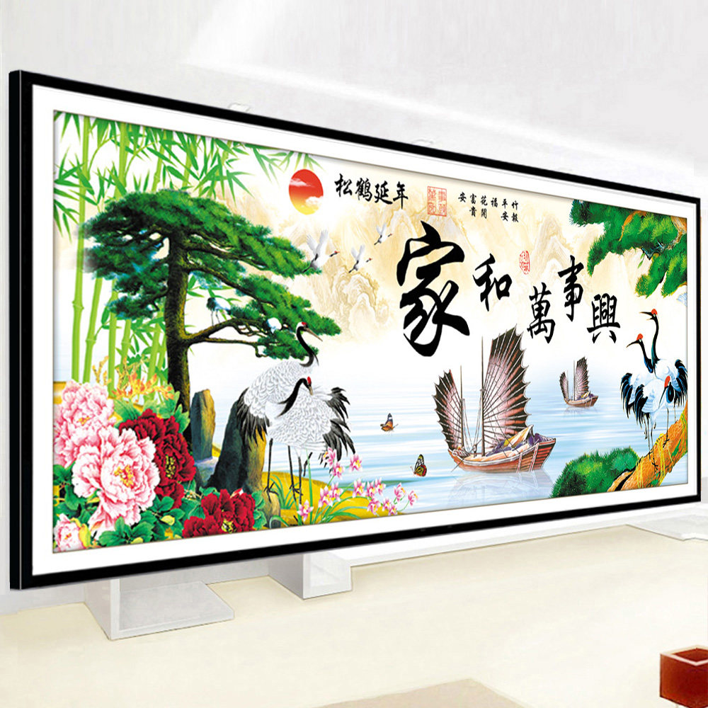 Printed cross embroidered home and Masterpiece embroidery New line embroidered living room sharp view drawings simple and minimalist