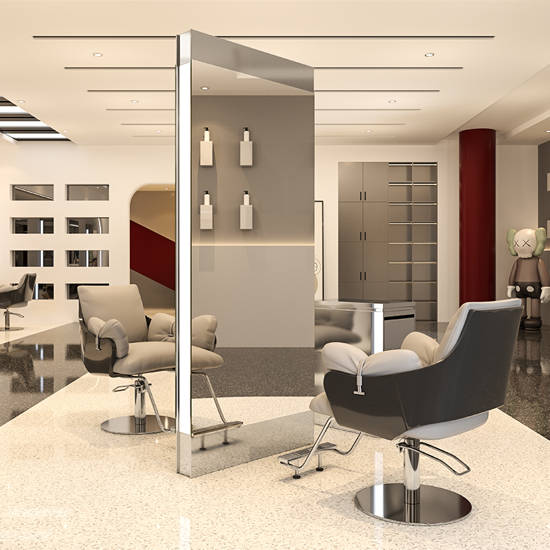 Net Red Tape Shop Mirror Desk Hair Salon Special single-sided floor-floor mirror Beauty hair Shop Mirror With Lamp Stainless haircut mirror