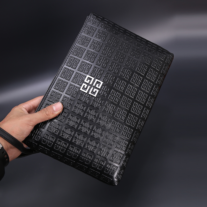 Hong Kong men's new flavored head skin handbag leather bag leather bag business envelope